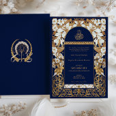 Navy Blue Islamic Wedding Antique Gold Moslem Einladung