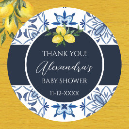 Navy Blue Italia Lemon Baby Dusche Vielen Dank Runder Aufkleber
