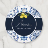 Navy Blue Italian Lemon Brautparty Danke Geschenkanhänger (Vorderseite)