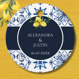 Navy Blue Italy Mediterranean Wedding Vielen Dank Geschenkanhänger