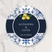 Navy Blue Italy Mediterranean Wedding Vielen Dank Geschenkanhänger (Vorderseite)