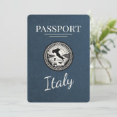 Navy Blue Italy Passport Save The Date (Stehend Vorderseite)
