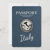 Navy Blue Italy Passport Save The Date (Vorderseite)