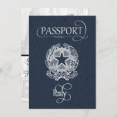 Navy Blue Italy Passport Save the Date (Vorne/Hinten)