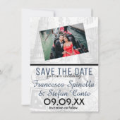 Navy Blue Italy Passport Save the Date (Rückseite)
