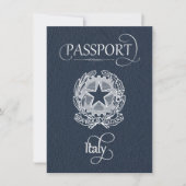 Navy Blue Italy Passport Save the Date (Vorderseite)