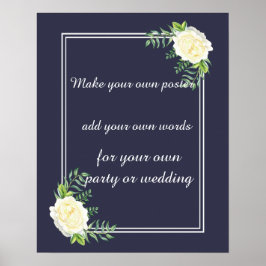 NAVY BLUE Ivory chic Rose Erstellen Sie Ihr eigene Poster