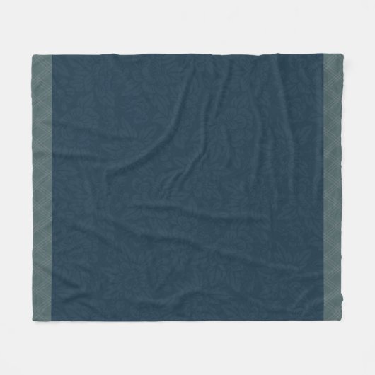Navy Blue Jacquard Floral Aquamarin Kariert Fleecedecke (Vorderseite (Horizontal))