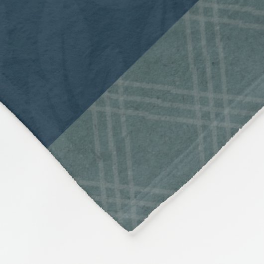 Navy Blue Jacquard Floral Aquamarin Kariert Fleecedecke (Ecke)