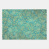 Navy Blue Jade Green Aquamarin Gold Wirbel Muster Geschenkpapier Set (Vorderseite 2)