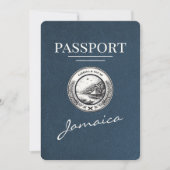 Navy Blue Jamaica Passport Save the Date (Vorderseite)