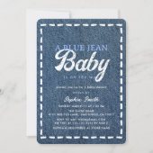 Navy Blue Jean Baby Boy Baby Shower Einladung (Vorderseite)