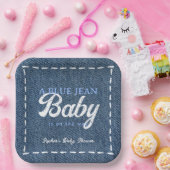 Navy Blue Jean Baby Boy Baby Shower Pappteller (Party)