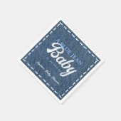 Navy Blue Jean Baby Boy Baby Shower Serviette (Ecke)