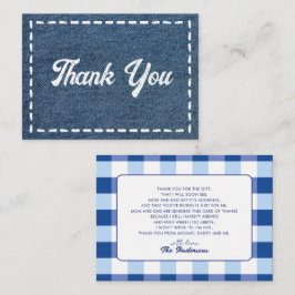 Navy Blue Jean Baby Boy Baby Shower Thank You Mitteilungskarte