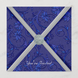 Navy Blue Jeweled Party Einladung
