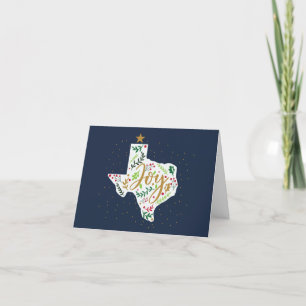 Navy Blue Joliday Blätter Texas Shape Foto Feiertagskarte