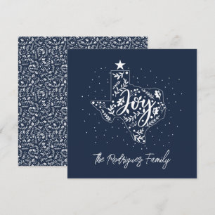 Navy Blue Joy Holiday Blätter Texas Shape Feiertagskarte