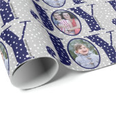 Navy Blue JOY und Schneeflocken zwei Foto Weihnach Geschenkpapier (Rolleneckpunkt)