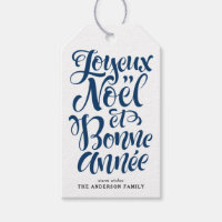 Navy Blue Joyeux Noël und Bonne Année Calligraphy