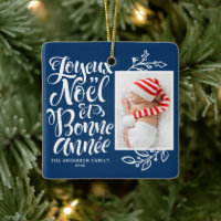 Navy Blue Joyeux Noël und Bonne Année Foto