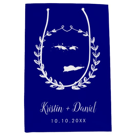 Navy Blue Jungfrau Islands Map Wedding Welcome Swa Mittlere Geschenktüte (Vorderseite)