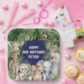 Navy Blue Jungle Animal Themed Safari 2. Geburtsta Pappteller (Party)