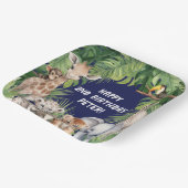 Navy Blue Jungle Animal Themed Safari 2. Geburtsta Pappteller (Gewinkelt)