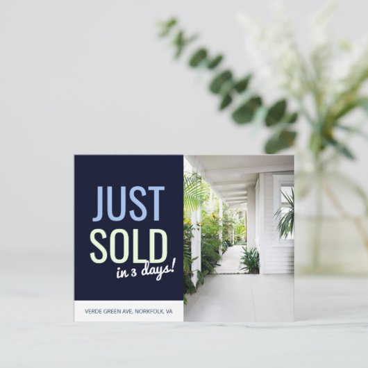 Navy Blue Just verkauft echte Anwesen-Anzeigenvorl Postkarte (Stehend Vorderseite)