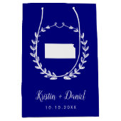 Navy Blue Kansas Map Wedding Welcome Swag Mittlere Geschenktüte (Vorderseite)