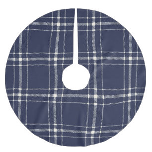 Navy Blue Kariert Farm Country Simple Modern Polyester Weihnachtsbaumdecke