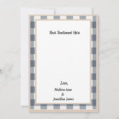 Navy Blue Kariert Gingham Country Wedding Dankeskarte (Rückseite)