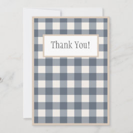 Navy Blue Kariert Gingham Country Wedding Dankeskarte