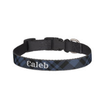 Navy Blue Kariert Individuelle Name Hundehalsband