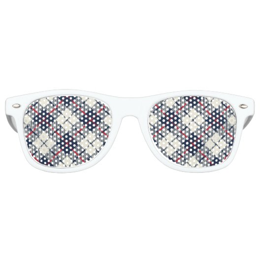 Navy Blue Kariert Pattern Sonnenbrille (Vorderseite)