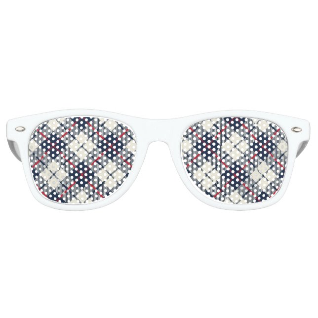Navy Blue Kariert Pattern Sonnenbrille (Vorderseite)