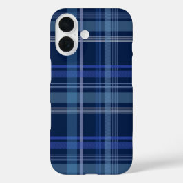 Navy Blue Kariert Tartan Niedlich Retro Ästhetik iPhone 16 Hülle