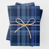 Navy Blue Kariert Tartan Niedlich Retro Ästhetik  Geschenkpapier Set (Beispiel)