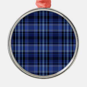 Navy Blue Kariert Tartan Ornament Aus Metall