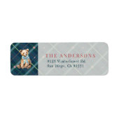 Navy Blue Kariert Teddy Bear Bow Rücksendeadresse (Vorne)