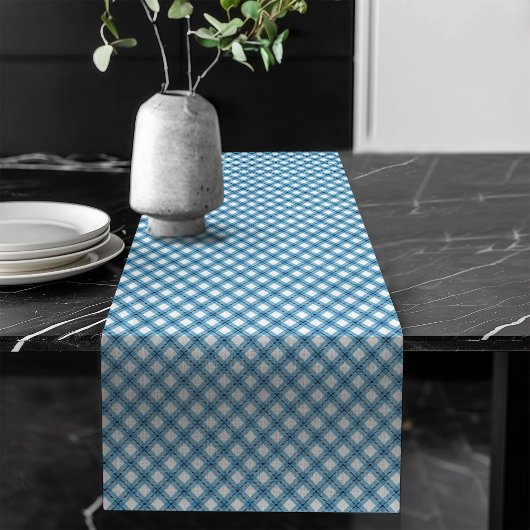 Navy Blue Karo Table Runner für saisonale Charm Großer Tischläufer