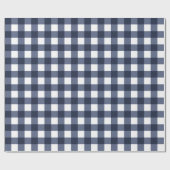 Navy-Blue Klassisches Gingham-Karo Geschenkpapier (Flach)