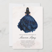 Navy Blue Kleid quinceañera Einladung (Vorderseite)