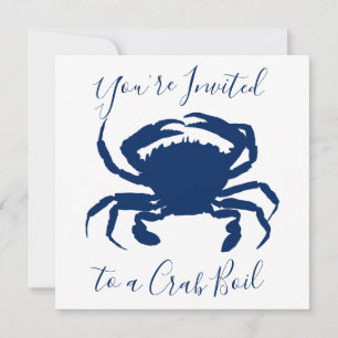 Navy Blue Krabben-Kochgeburtstag Einladung