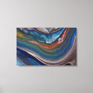 Navy Blue Kupfer Metallic Wirbel flüssige Marmorku Leinwanddruck