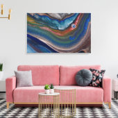 Navy Blue Kupfer Metallic Wirbel flüssige Marmorku Leinwanddruck (Insitu (Wohnzimmer))