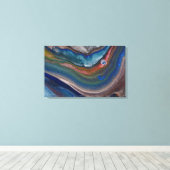 Navy Blue Kupfer Metallic Wirbel flüssige Marmorku Leinwanddruck (Insitu (Holzboden))