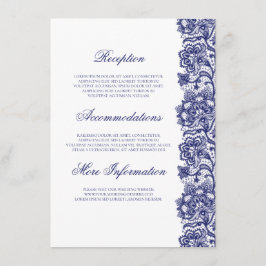 Navy Blue Lace Elegant Informationen für Hochzeite Begleitkarte