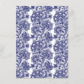 Navy Blue Lace Elegant Informationen für Hochzeite Begleitkarte (Rückseite)