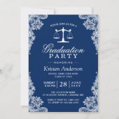 Navy Blue Lace Law School Abschluss Foto Einladung (Vorderseite)
